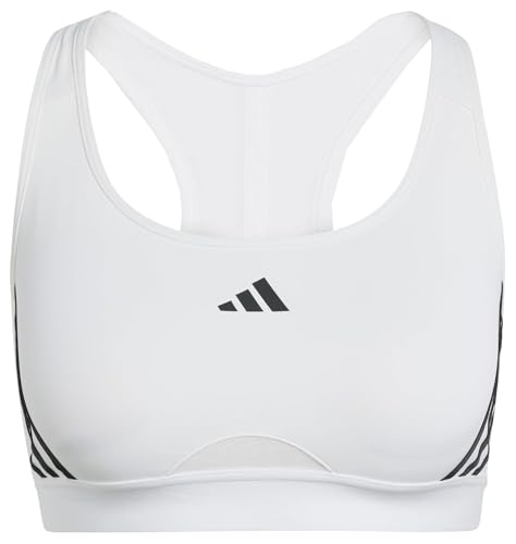 adidas Women's Powerimpact Train Medium-Support 3-Stripes Bra Sport-BH, White/Black, S D-DD von adidas