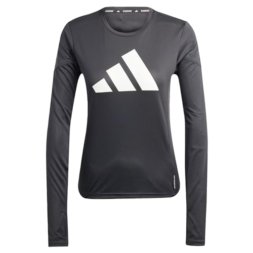 adidas Damen Run It Long Sleeve Stripes Tee T-Shirt, Black, XL adidas Damen Run It Long Sleeve Stripes Tee T-Shirt, Black, XL von adidas