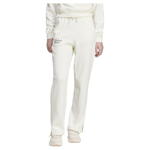 adidas Damen Signature Graphic Embroidery French Terry Straight Leg Pant, Off White, S von adidas