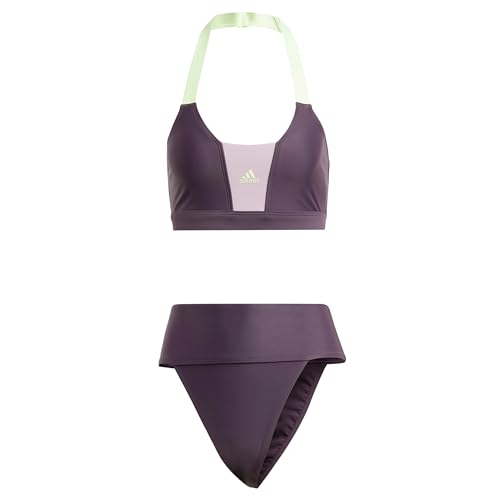 adidas Women's Sportswear Colorblock Bikini Badeanzug, Aurora Black/Preloved Fig, L von adidas