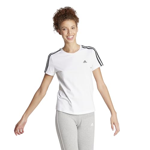 adidas Damen Essentials Slim 3-Stripes Tee, White / Black, S adidas Damen Essentials Slim 3-Stripes Tee, White / Black, S von adidas