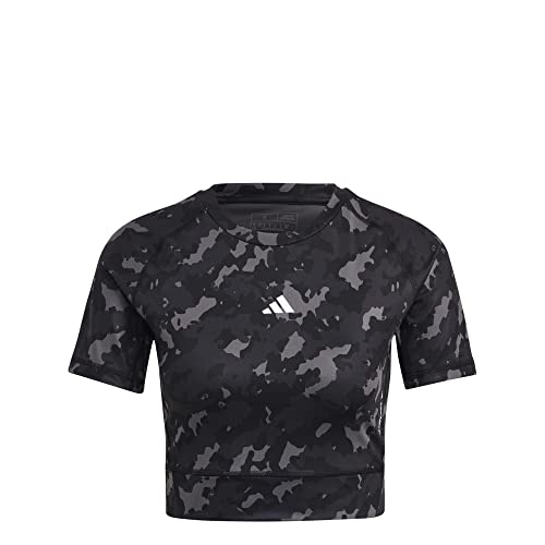 adidas Damen T-Shirt (Short Sleeve) Tf Print Cro T, Carbon, IC8052, XL von adidas