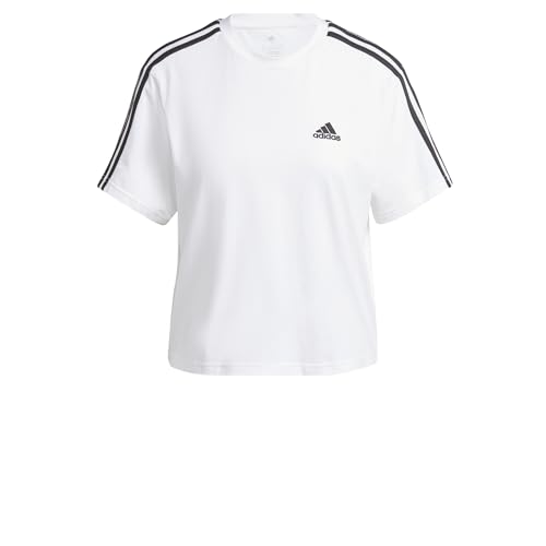 adidas Damen T-Shirt (Short Sleeve) W 3S Cr Top, White/Black, HR4915, XL von adidas
