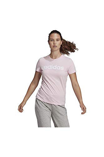adidas Damen Essentials Slim Logo Tee, Clear Pink/White, XS von adidas