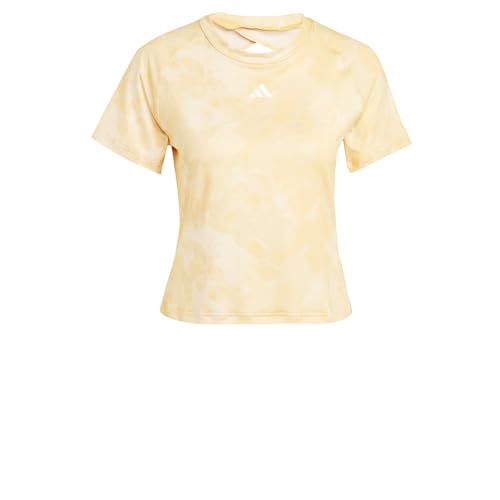 adidas Women's Train Essentials AOP Flower Tie-Dye Tee T-Shirt, Crystal Sand/Semi Spark, XS von adidas