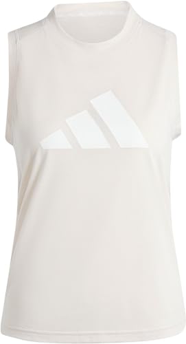 adidas Women's Train Essentials Big Performance Logo Training Tank Top Tanktop, Putty Mauve/White, L von adidas