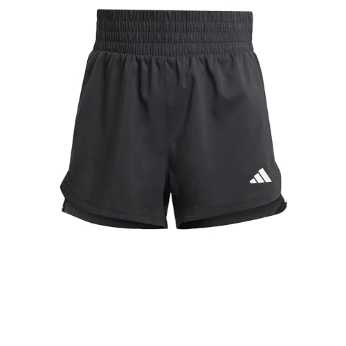 adidas Damen Pacer Training 3-Stripes Woven High-Rise Shorts Lässige, Black/White, L 3 inch von adidas