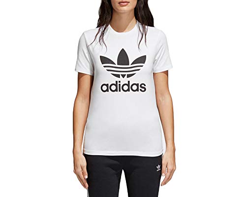 adidas Damen Trefoil Tee T-Shirt, Weiß (White/Black), D38 von adidas