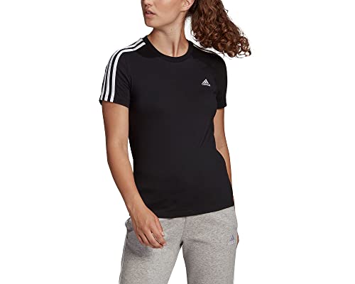 adidas Damen Essentials Slim Langarm T-Shirt, Black/White, XL von adidas