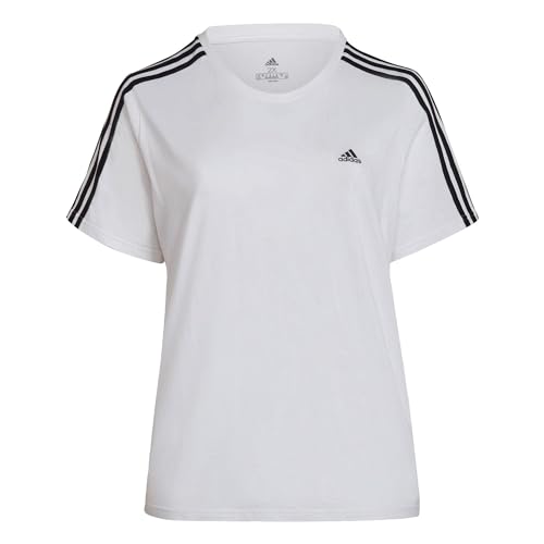 Adidas, Loungewear Essentials Slim 3-Stripes, T-Shirt, Weiß Schwarz, 3X, Frau von adidas