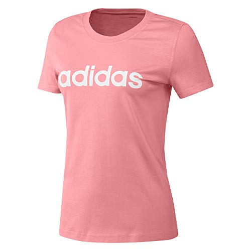 adidas Damen W E LIN Slim T T-Shirt, Rosglo/Blanco, M (38-40) von adidas