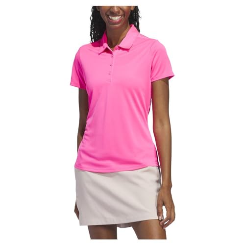 adidas Damen Women's Solid Performance Short Sleeve Polo Shirt, solar pink, M adidas Damen Women's Solid Performance Short Sleeve Polo Shirt, solar pink, M von adidas