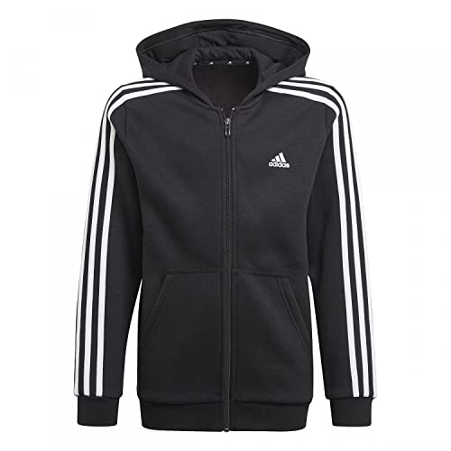 Adidas Essentials-3-Streifen Kapuzenpullover Black/White 116 von adidas