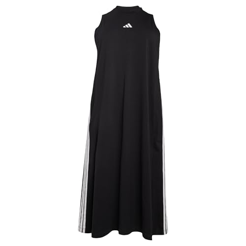 adidas Essentials Damen Langes Racerback-Kleid mit 3 Streifen (in Übergröße erhältlich), XXL (Übergröße), Schwarz/Weiß von adidas