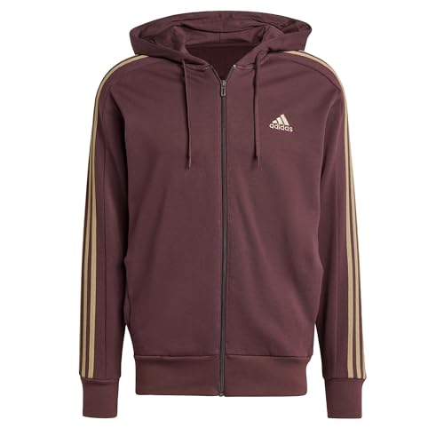 adidas Essentials French Terry 3-Streifen Full-Zip Hoodie Kapuzenpullover, Shadow Brown F23, M für Herren von adidas