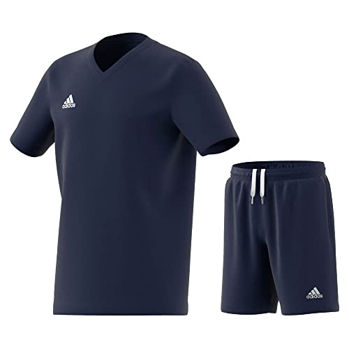 adidas Fußball Entrada 22 Trainingsset T-Shirt Shorts Herren dunkelblau weiß Gr M von adidas
