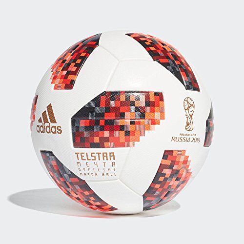 adidas Fußball als Fanartikel der Weltmeisterschaft in Russland 2018, offizieller Artikel des Fifa World Cups, Größe 5, Weiß und Rot von adidas