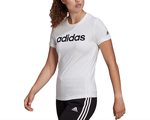 adidas Damen Essentials Slim Langarm T-Shirt, White/Black, XL von adidas