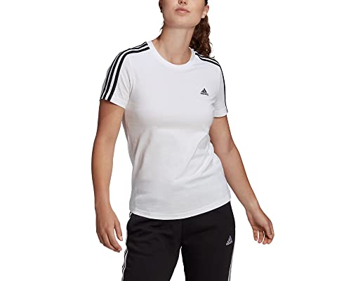 adidas Damen Essentials Slim Langarm T-Shirt, White/Black, XS von adidas