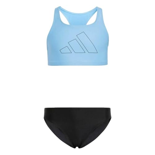 adidas Girl's Performance Big Bars Bikini Kids Badeanzug, Blue Burst/Black, 13-14 Years von adidas