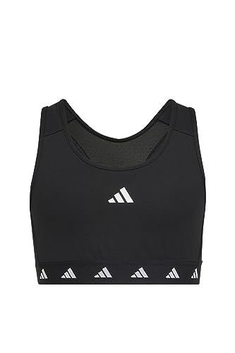 Adidas Girls Workout Bra - Medium Support Aeroready Techfit Sports Bra, Black/White, HL2444, 140 von adidas