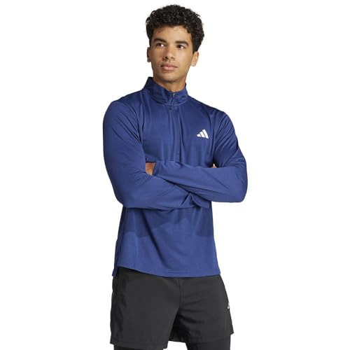 adidas Herren Train Essentials Training 1/4-Zip Long Sleeve Tee Sweatshirt, Dark Blue, S von adidas