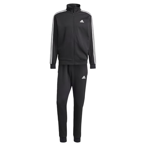 adidas Herren Basic 3-Stripes Fleece Track Suit, Black, S adidas Herren Basic 3-Stripes Fleece Track Suit, Black, S von adidas