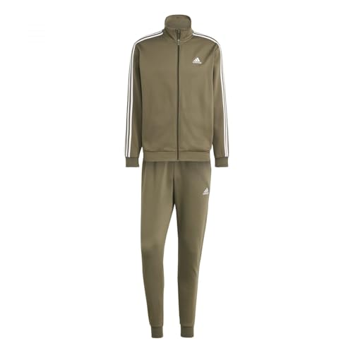 adidas Herren Basic 3-Stripes Fleece Track Suit, olive strata, XXL adidas Herren Basic 3-Stripes Fleece Track Suit, olive strata, XXL von adidas