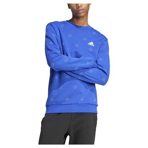 adidas Men's Seasonal Essentials Monogram Graphic Crew Sweatshirt, semi lucid blue, M von adidas