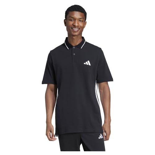 adidas Herren Essential Three Stripes Pique Polo Shirt, Black/White, XS von adidas