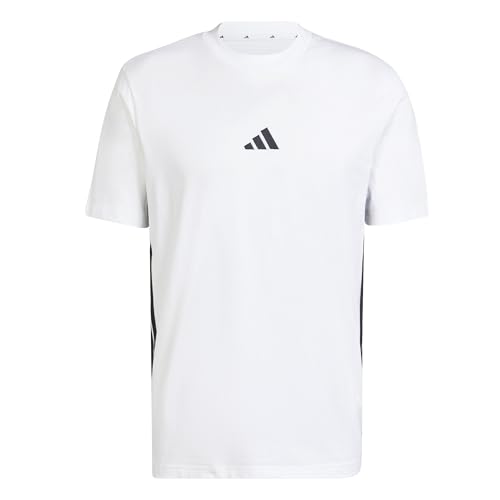 adidas Herren Essential Three Stripes Single Jersey Tee, White/Black, S adidas Herren Essential Three Stripes Single Jersey Tee, White/Black, S von adidas