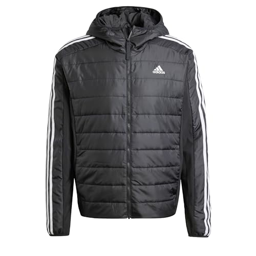 adidas Men's Essentials 3-Stripes Insulated Hooded Hybrid Jacket Jacke, Black, XXL von adidas