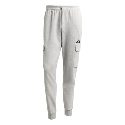 adidas Herren Essentials FEELCOZY Fleece Cargo Pant, medium Grey Heather/Black, XL von adidas