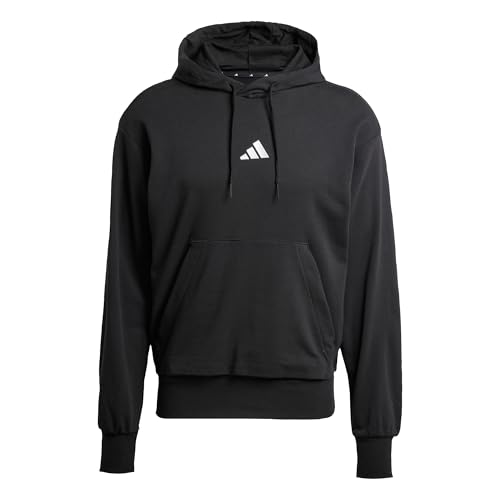 adidas Herren Essentials FEELCOZY French Terry Hoodie, Black/White, S von adidas