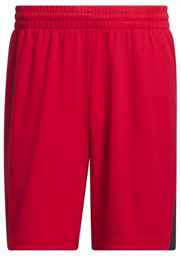 adidas Herren Essentials Fleece 3-Streifen Shorts Freizeit, Rot, L-7 von adidas