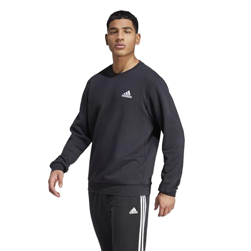 adidas Herren Feelcozy Essentials Fleece Sweatshirt , Black / White, L von adidas