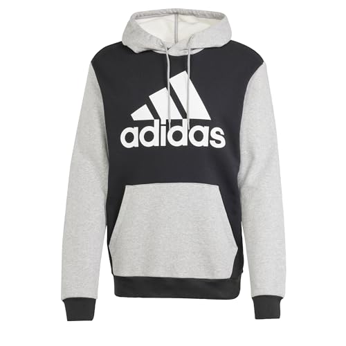 adidas Men's Essentials Fleece Big Logo Hoodie, Black/Medium Grey Heather, S Tall von adidas