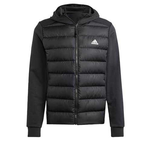 adidas Herren Essentials Hybrid Down Hooded Jacket, Black, S adidas Herren Essentials Hybrid Down Hooded Jacket, Black, S von adidas