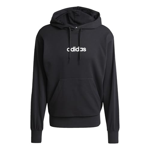 adidas Herren Essentials LINEAR French Terry Hoodie, Black/White, S von adidas