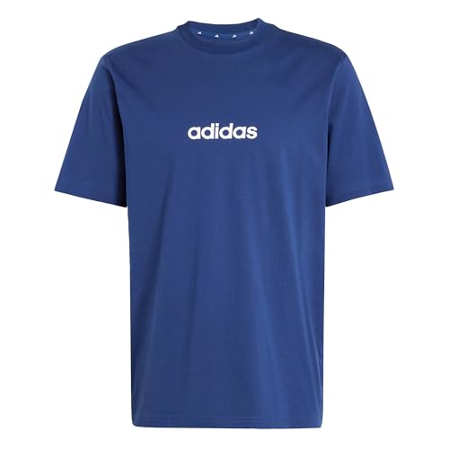 adidas Herren Essentials LINEAR Single Jersey Tee, Dark Blue/White, M von adidas