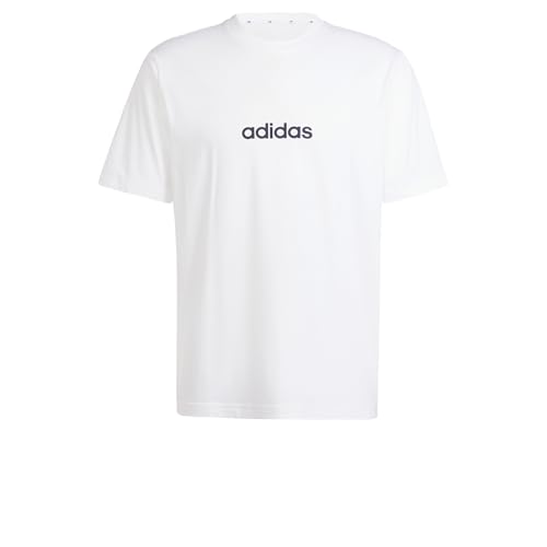 adidas Herren Essentials LINEAR Single Jersey Tee, White/Black, M von adidas