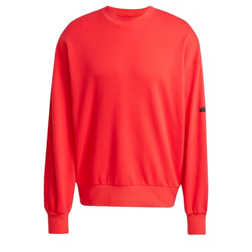 adidas Herren Essentials LOSE FIT Three BAR Sweatshirt, Pure Ruby/Black, M adidas Herren Essentials LOSE FIT Three BAR Sweatshirt, Pure Ruby/Black, M von adidas