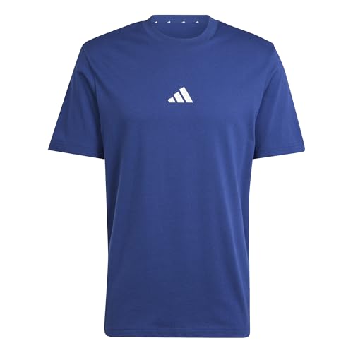 adidas Herren Essentials SMALL Logo Single Jersey Tee, Dark Blue/White, XS von adidas