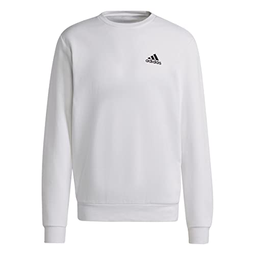 adidas Herren Feelcozy Essentials Fleece Sweatshirt, White/Black, S von adidas