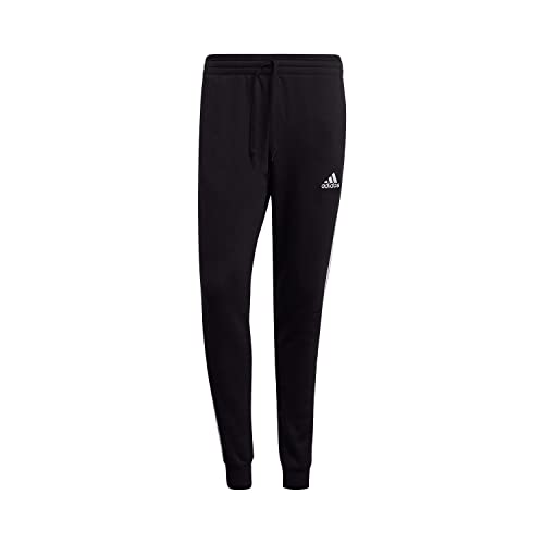 adidas Herren Essentials Fleece Fitted 3-Stripes Pants Hose, Black/White, S adidas Herren Essentials Fleece Fitted 3-Stripes Pants Hose, Black/White, S von adidas