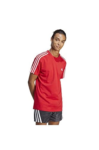 adidas Herren Essentials Single Jersey 3-Stripes Tee, Better Scarlet/White, XXL von adidas