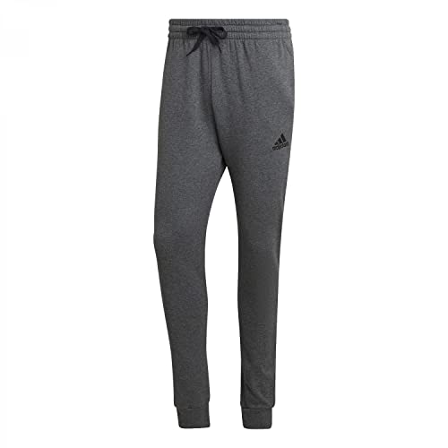 adidas Herren Essentials Fleece Regular Tapered Pants, dark grey heather/black, S von adidas