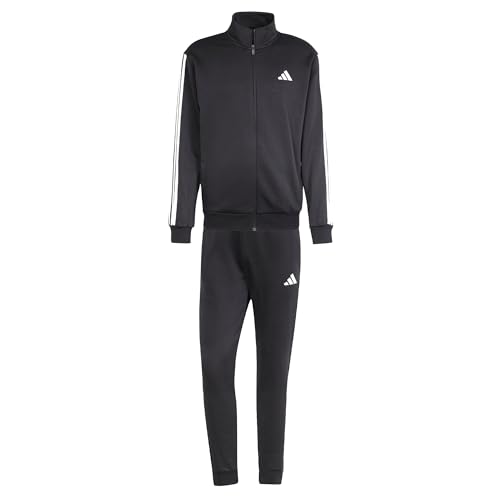 adidas Herren SPORTSWEAR BASIC 3 STRIPES FLEECE TRACKSUIT, Black, M adidas Herren SPORTSWEAR BASIC 3 STRIPES FLEECE TRACKSUIT, Black, M von adidas