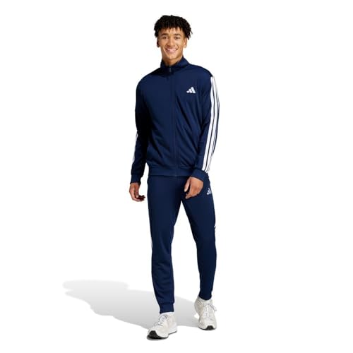 adidas Herren SPORTSWEAR BASIC 3 STRIPES TRICOT TRACKSUIT, Dark Blue, S von adidas