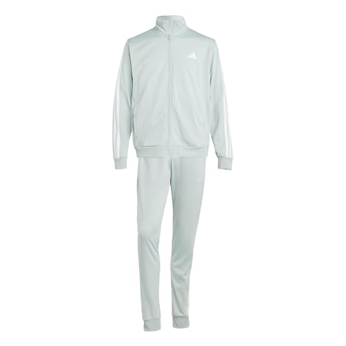 adidas Herren SPORTSWEAR BASIC 3 STRIPES TRICOT TRACKSUIT, Wonder Silver, M von adidas